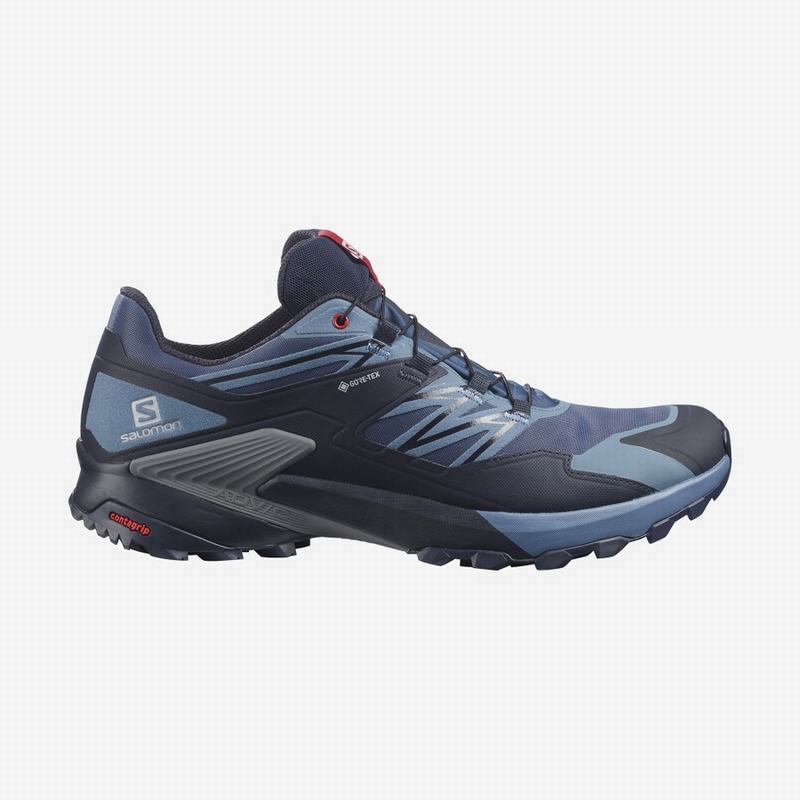 Salomon Israel WINGS SKY GORE-TEX - Mens Trail Running Shoes - Navy/Red (ZJWT-64153)